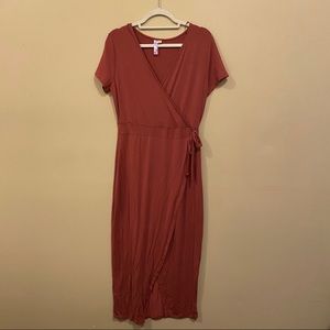Rose colored wrap dress by Francesca’s